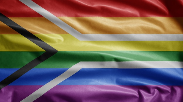 Premium Photo South Africa Gay Pride Flag Waving On Wind South