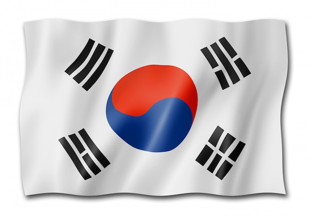Premium Photo | South korean flag isolated on white