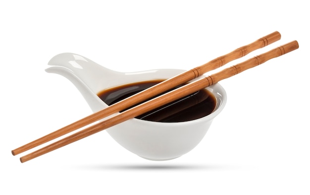 Premium Photo | Soy sauce and chopsticks