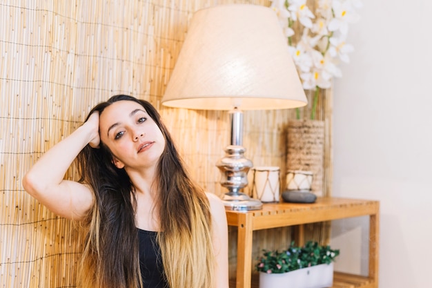 Free Photo | Spa concept with young woman sitting on floor