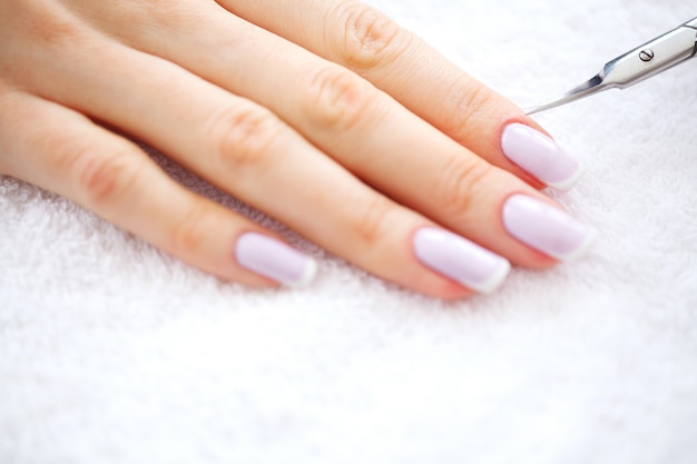 Premium Photo | Spa Manicure. French Manicure At Spa Salon. Woman Hands ...