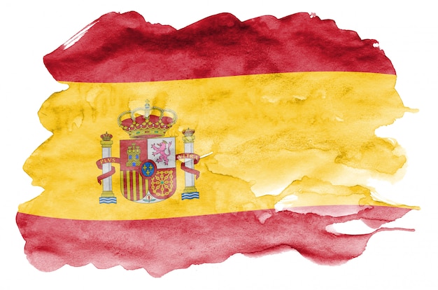 Premium Photo Spain Flag Is Depicted In Liquid Watercolor Style Isolated On White