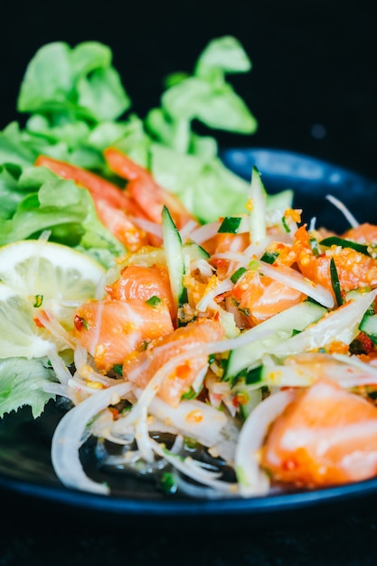 Free Photo | Spicy salmon salad