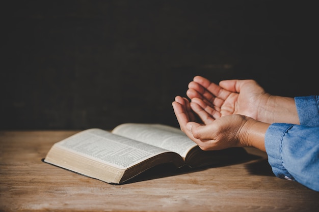 Free Photo | Spirituality and religion, hands folded in prayer on a ...