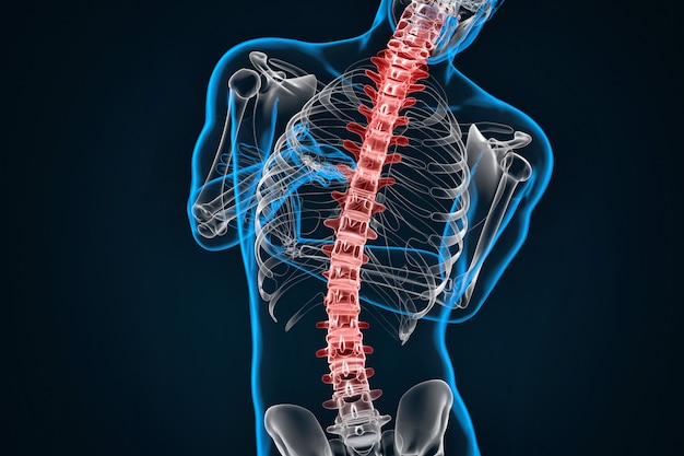 Spondylosis and scoliosis. 3d illustration. contains clipping path ...