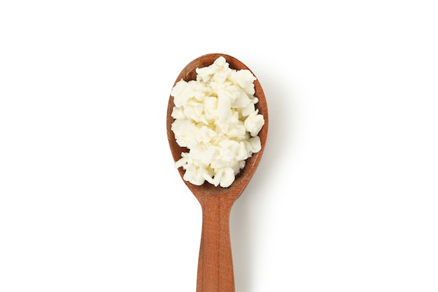 Premium Photo | Spoon With Cottage Cheese Isolated On White Background