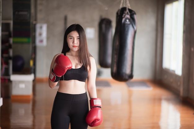 Premium Photo Sport Women Training Boxing In The Gym