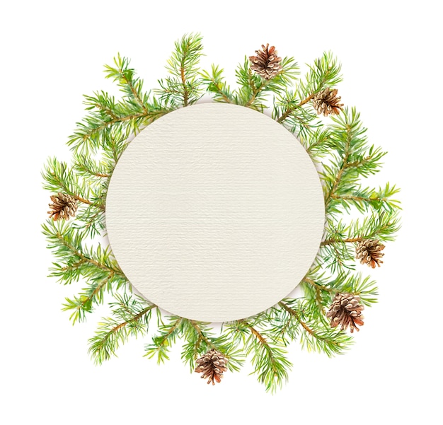 Premium Photo | Spruce wreath - fir tree. watercolor christmas illustration