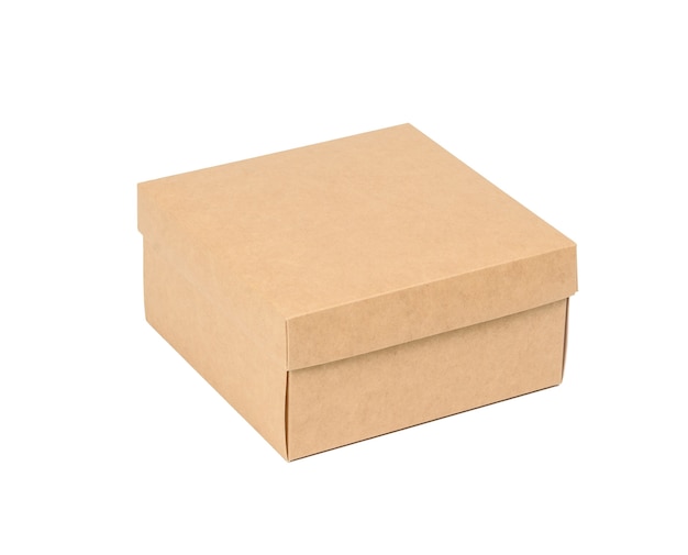 Premium Photo | Square brown cardboard box isolated on white