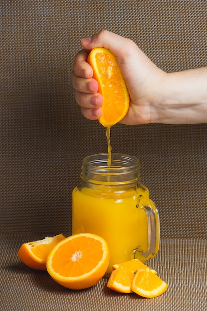 Premium Photo Squeeze Orange Juice With Sliced Orange