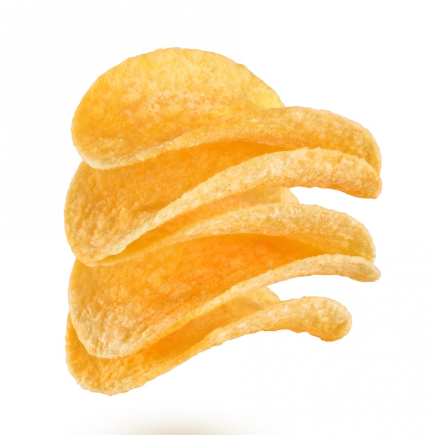 Premium Photo | Stack of potato chips isolated on white background