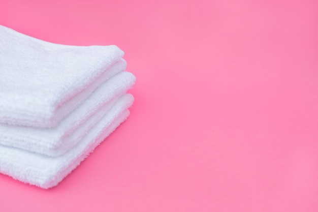 pink and white towels