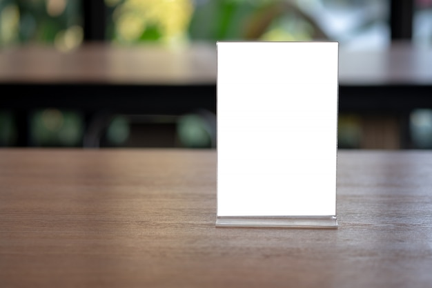 premium photo stand mock up menu frame tent card blurred