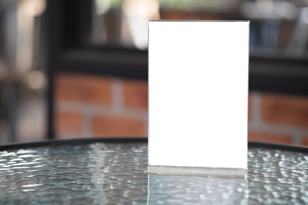 Stand mock up menu frame tent card blurred background design key visual layout Premium Photo