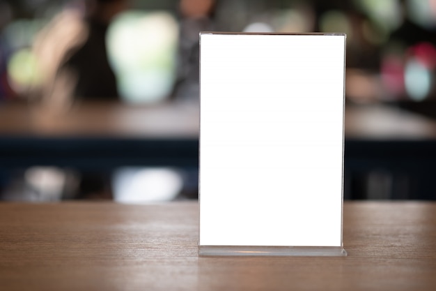 Stand mock up menu frame tent card blurred background design key visual layout Premium Photo
