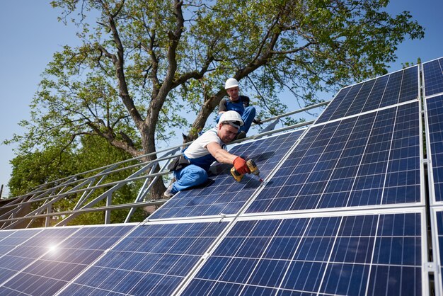 Premium Photo | Standalone solar panel system installation, renewable ...