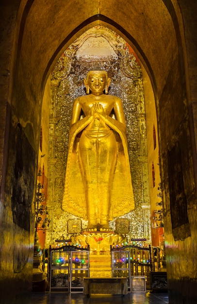 Premium Photo | Standing buddha kakusandha in ananda temple, myanmar