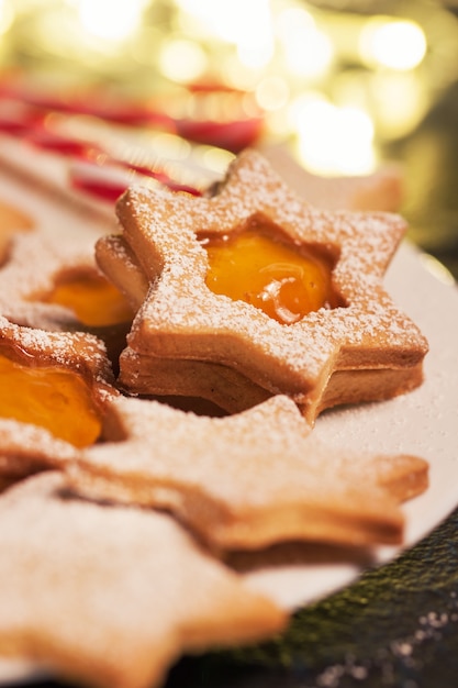 Free Photo | Star-shaped cookie with jam