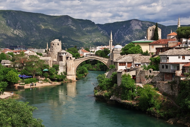 Premium Photo | Stari most - the old bridge in mostar, bosnia and ...