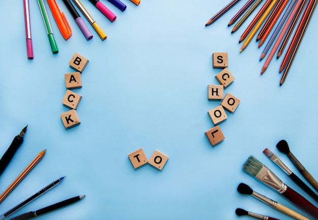 Premium Photo | Stationery on the desk. back to school concept. frame ...