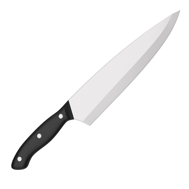 Premium Photo | Steel kitchen chef knife on a white background. 3d ...