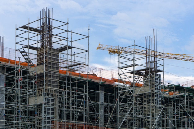 Premium Photo | Steel structure in the construction site is under ...