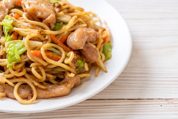 Premium Photo Stir Fried Yakisoba Noodle With Pork Asian Food Style