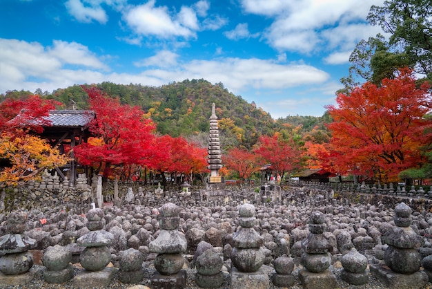 Premium Photo Stone Statues Marking Graves In Adashino Nenbutsuji Temple On The Outskirts Of Arashiyama With Red Yellow Maple Carpet At Peak Fall Foliage Color During Late November In Kyoto Japan
