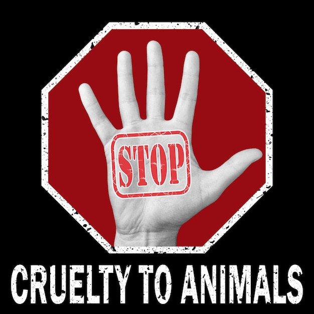 Premium Photo | Stop cruelty animals conceptual illustration. open hand ...