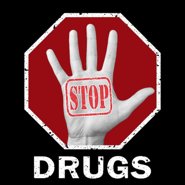 Premium Photo | Stop drugs conceptual illustration. open hand with the ...