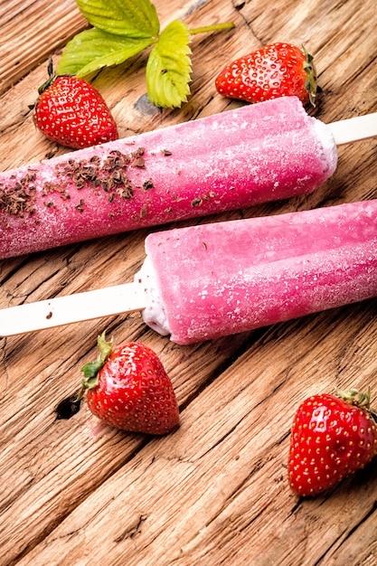 Premium Photo Strawberry Ice Cream Or Popsicles