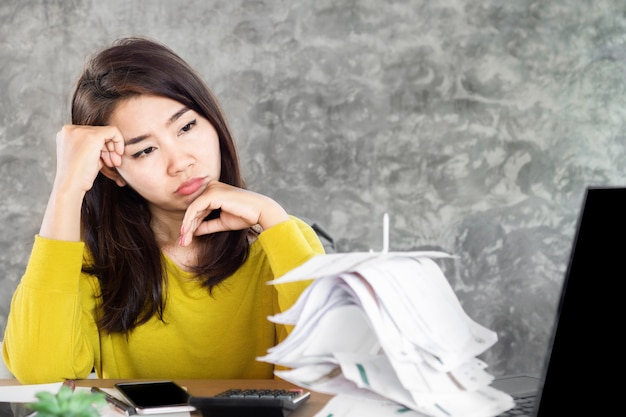 Premium Photo | Stress asian woman looking at unpaid financial bills