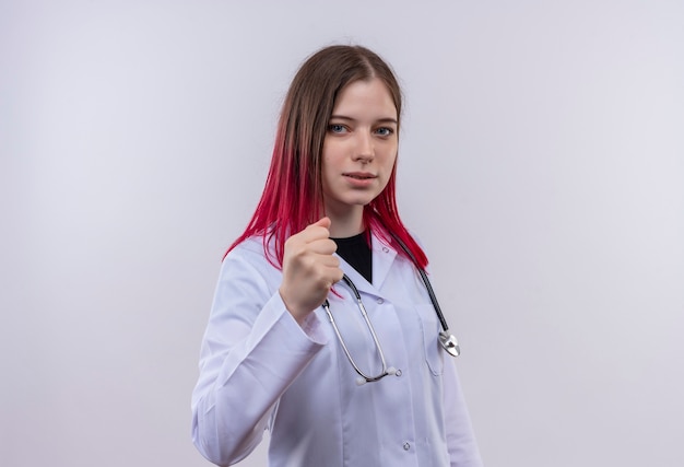 Free Photo | Strict young doctor girl wearing stethoscope medical robe ...