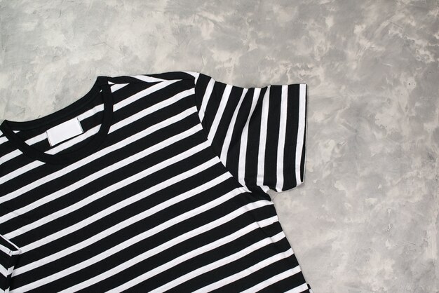 Premium Photo | Striped black and white t-shirt mockup, flat lay ...