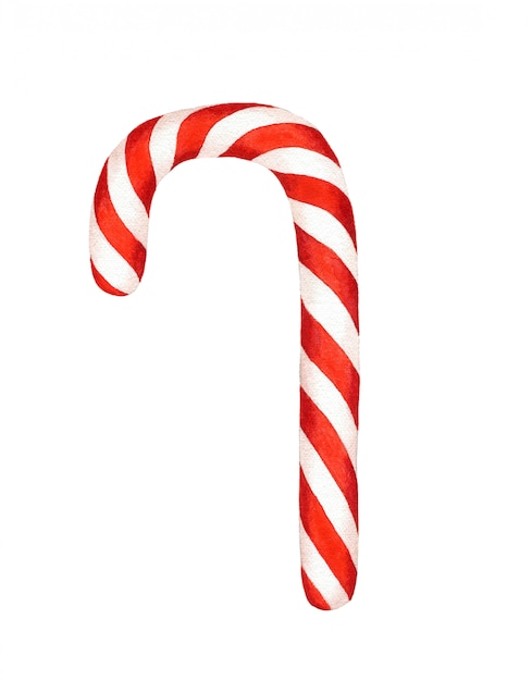 Premium Photo | Striped candy cane watercolor illustration