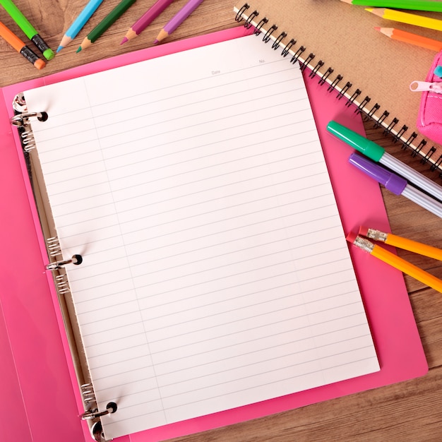 Student S Desk With Pink Project Folder Photo Premium Download