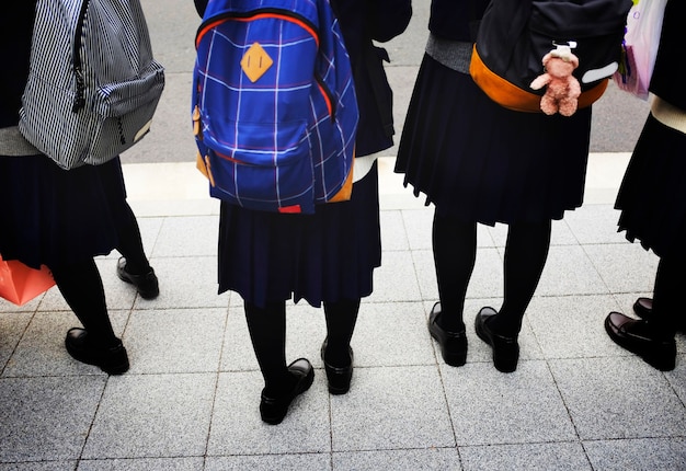 Students schooling uniform backpack japanese Free Photo