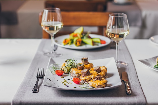 Premium Photo | Stuffed mushrooms filled with cheese, mushroom stems