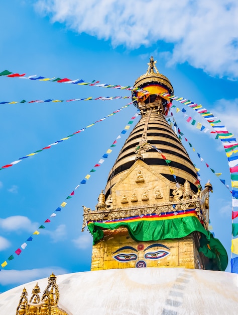 ネパール カトマンズ渓谷の仏舎利塔 プレミアム写真
