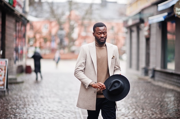 Premium Photo | Stylish african american man wear beige jacket and ...