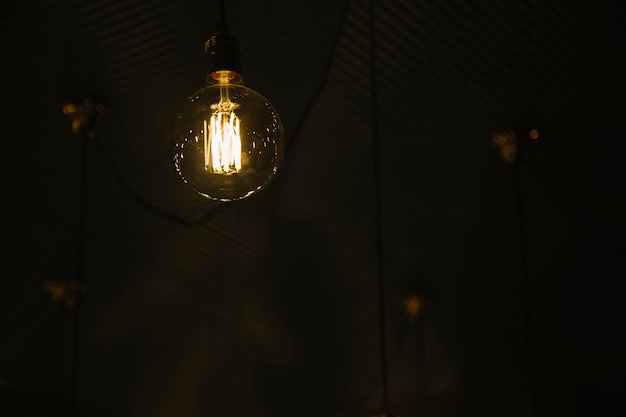 Stylish light bulb on ceiling | Free Photo