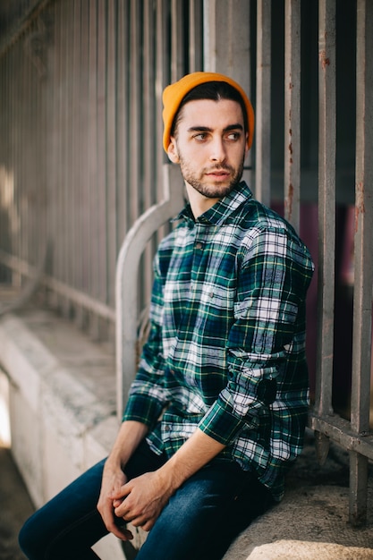 Free Photo | Stylish man wearing yellow hat