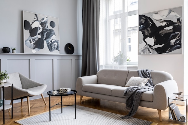 Premium Photo Stylish Scandinavian, Black Accessories For Living Room