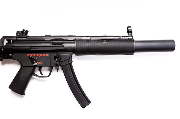 Premium Photo Submachine Gun Mp5 With Silencer Isolated