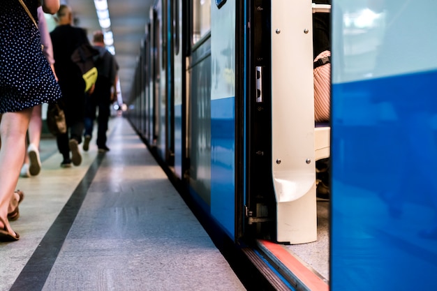 Subway Train Staying On A Metro Station With Doors Open