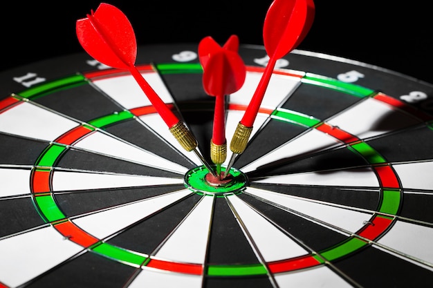 Success hitting target, aim goal achievement concept Premium Photo