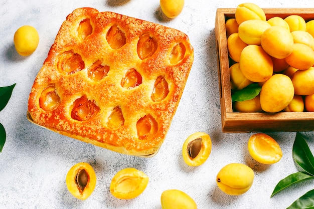夏のアプリコットパイ自家製美味しいフルーツデザート アプリコットタルト フルーツパイ 無料の写真