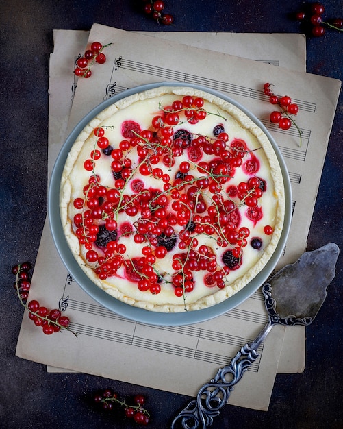 Summer Berry Tart Pie With Ricotta Cottage Cheese Photo Free