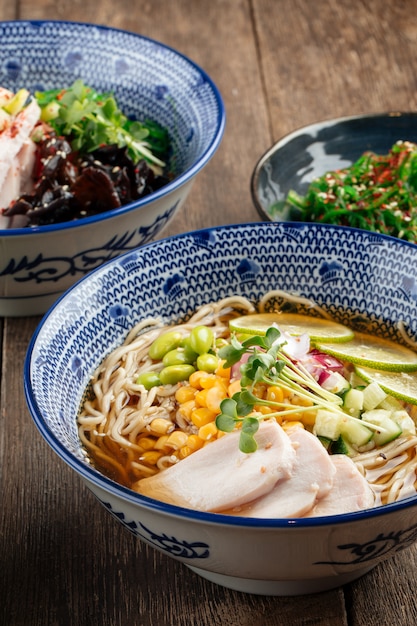 Premium Photo Summer Cold Ramen Noodle Soup With Chicken