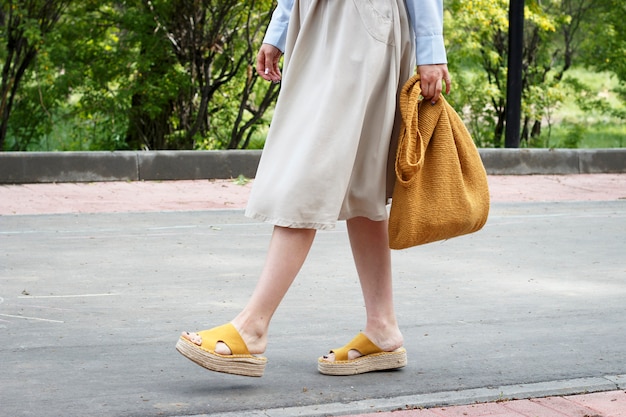 yellow bag and shoes